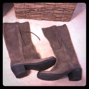 Suede tall boots. Size 11 wide calf. 1 1/2” heel